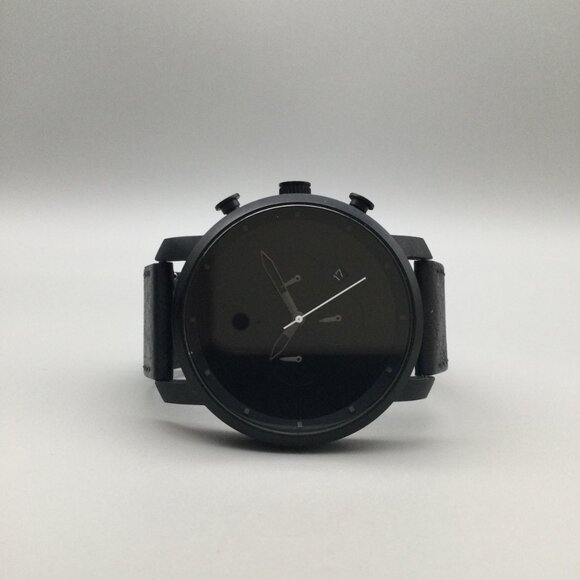 MVMT Chronograph Watch Men 45mm Ink Black Date 50M Leather Band New Battery - Picture 5 of 16